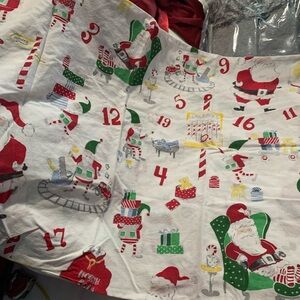 Pottery Barn 4-Kids Christmas Fabric. Santa and Elves pillow cases pre owned